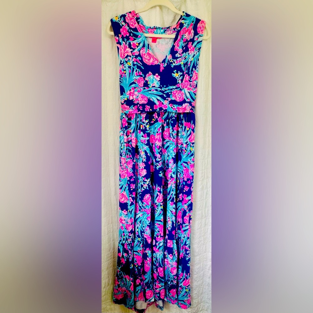 Lilly Pulitzer Pearse Maxi Dress Corsica Blue Toucan